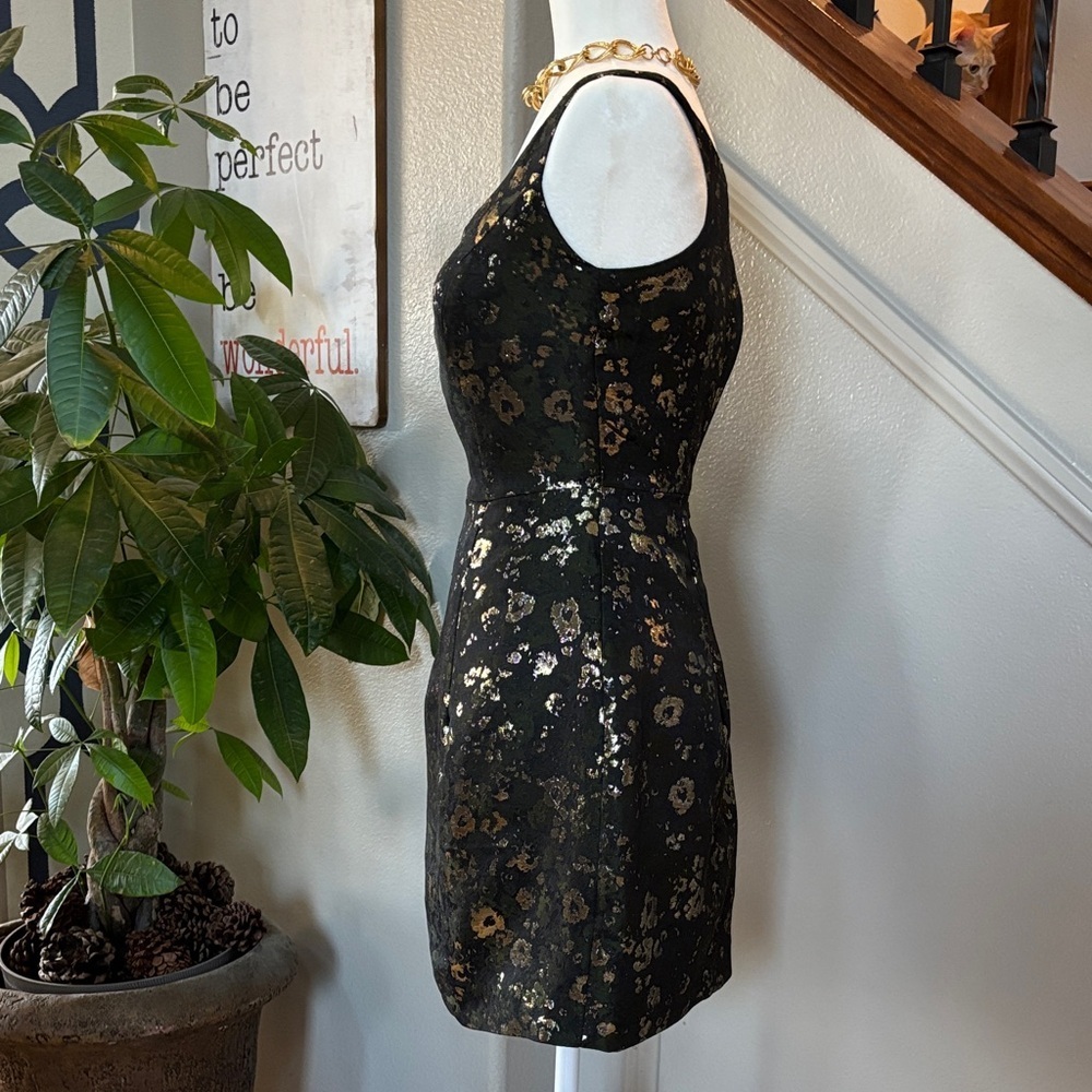 Asos Elegant Green, Blk and Gold Floral Dress - Picture 4 of 8